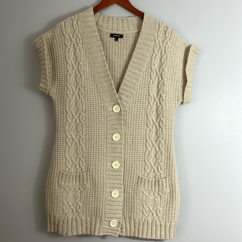 Express Sweater Cardigan/ Dress Merino wool blend beige  size L